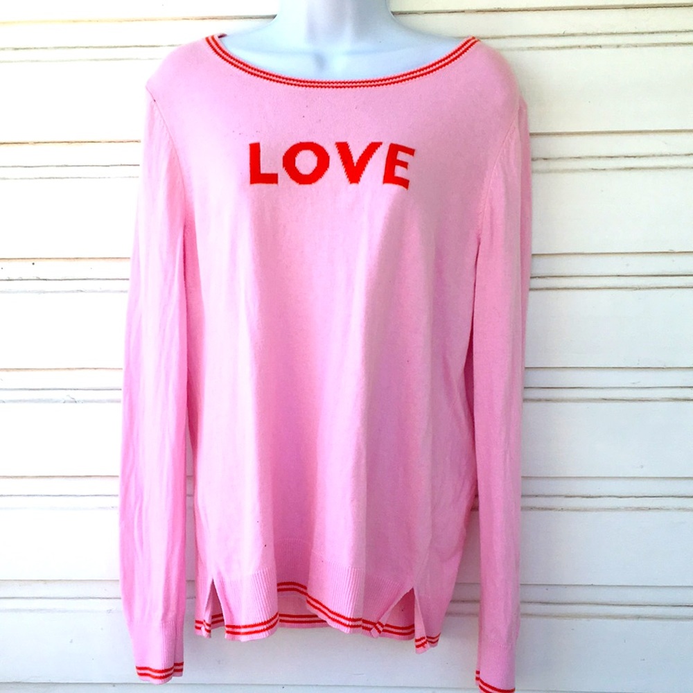 Old Navy L “LOVE” pink long sleeve sweater